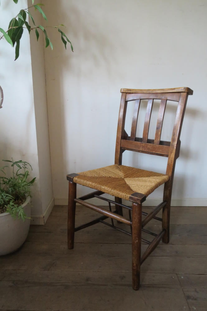 アンティーク チャーチチェア 座面編み込み 教会の椅子 ラッシュシート | antiques-educo online shop